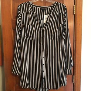 NWT Torrid Striped Blouse black pink tan Sz 6 / 30